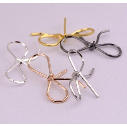 12 * 11mm simple round copper wire handmade bow pendant diy girl headband material earring pendant