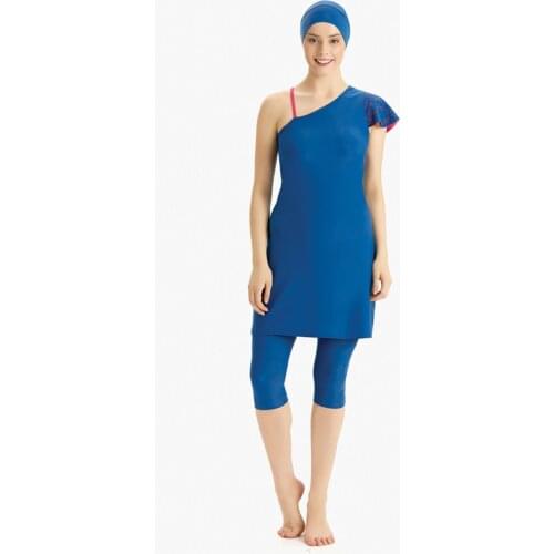 Semi-Enclosed Hijab Swimwear Sleeveless 3198 Light Dark Blue Turkish' Muslim Swimsuit Burkinis Modest Clothing Islamic Long Sleeves Hijab