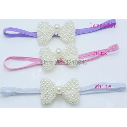 Christmas girl pearl flower headband wedding Bridal handmade bow hair accessories 150 pcs/lot