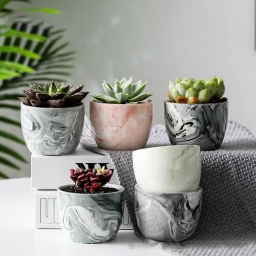 Simple Home Ceramic Flower Pot Multicolor Marble Pattern Fleshy Flower Pot Home Bird Spikes Gardening Christmas Decorations