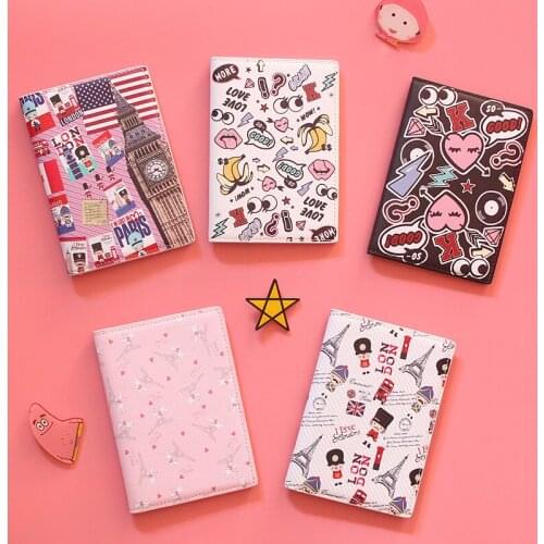 Travel Abroad cartoon print passport Protection sleeve Waterproof Passport card Set ID folder card holder Wallet Passport