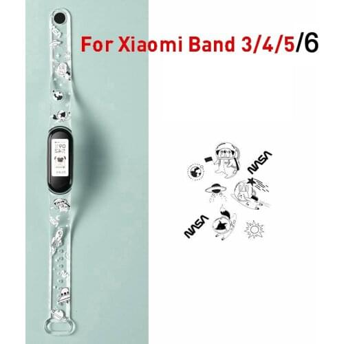Strap Wristband for Xiaomi Mi Band 3 4 5 Flower Print Fashion Silicone Strap Comfortable Wearing For MiBand 3 4 Sports Bracelet
