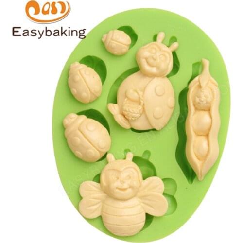 Coccinella Septempunctata and Bee Shape Silicone Cake Decorative Molds Art and Craft Clay Mould with Competitive Price