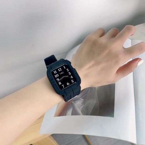 Silicone Protecetive Cover for Apple Watch 40/44mm 38/42mm Strap Case for iWatch Band Series se 6 5 4 3 2 Wristband Replacemennt