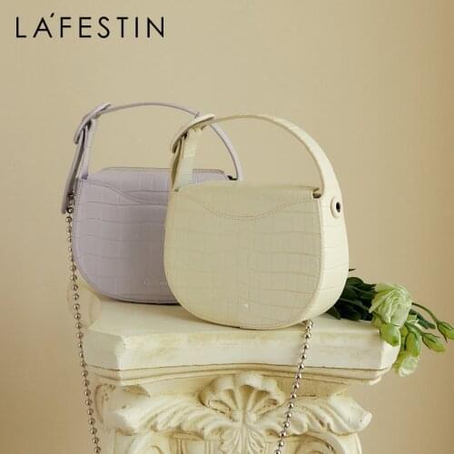 LA FESTIN designer top handle handbag 2021 new fashion shoulder bags all match underarm messenger leather bag Detachable chain