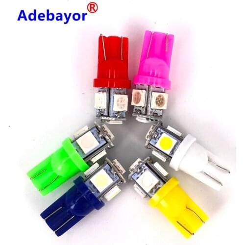 2200pcs 24V T10 W5W LED Bulb 5 SMD LED White Blue Red Yellow Green 194 168 Super Bright wedge Lights bulbs Lamps 12V 5050 SMD