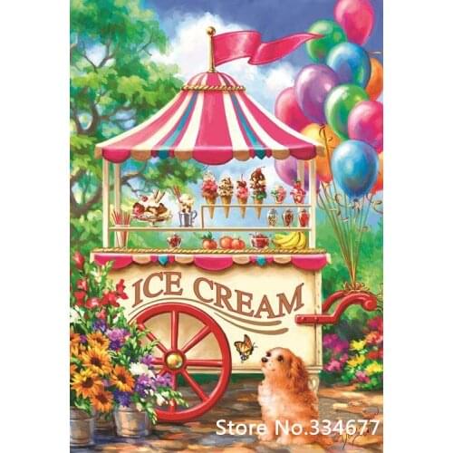 Ice cream cart Sweet color for Embroidery Needlework 14CT Counted Unprinted DIY Cross Stitch Kits Handmade Art Wall Decor