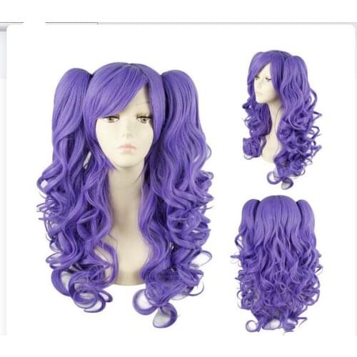 Zhaoxia++0749@Q8@* +++60cm Light Purple Anime Lolita clip on ponytail hair cosplay wavy Wig RW139H