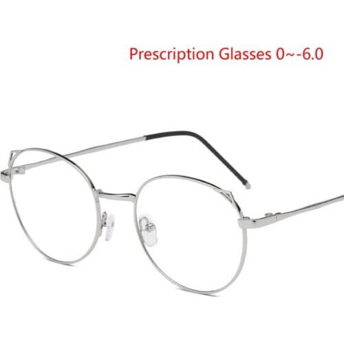 1.56 Refractive Index Cat Eye Prescription Spectacles For Women Luxury Metal Chameleon Customized Eyeglasses -0.5 -0.75 To -6.0