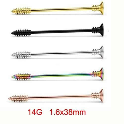 1 Piece 2019 New 14G 38mm Length Stainless Steel Industrial Barbell Screw Crosses Earring Body Ear Piercing Jewelry