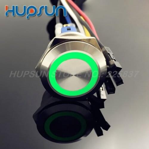 3pc waterproof LED 5v 12v stainless steel computer power 22mm momentary reset illuminated push button switch start w/ 50cm wire