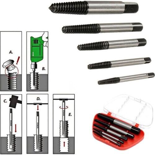 35% Hot Sales!!! 5Pcs Screw Extractor Drill Bit Guide Broken Damaged Bolt Remover Car Repair Tool