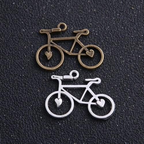 8pcs/lot 24*31mm two Color Antique Metal Alloy Bicycle Charms Jewelry Pendant Finding