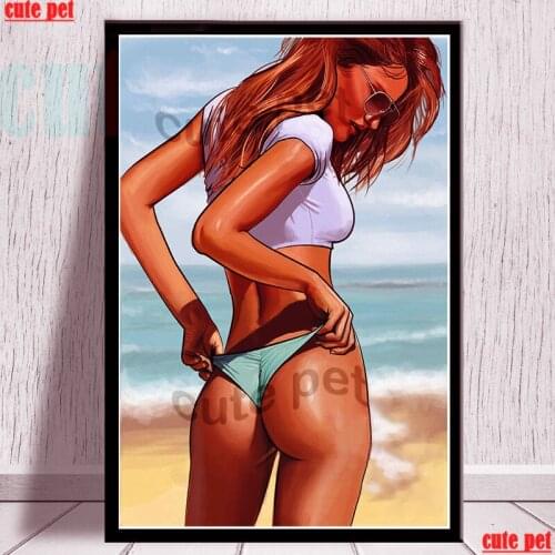 Diamond Embroidery Sexy woman on the beach pattern Cross Stitch Rubiks Cube Diamond Painting DIY Mosaic Needlework Gift Decor