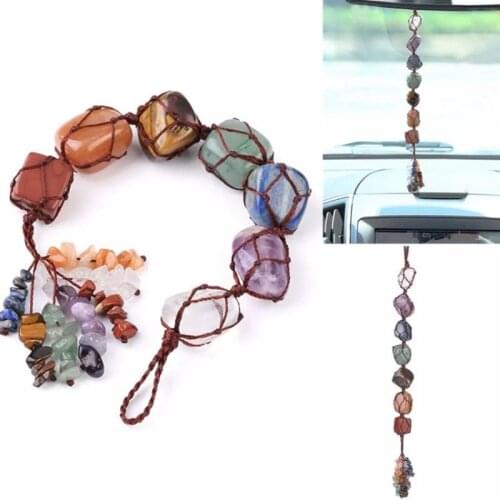 Car Pendant Seven Chakras Car Pendant Rearview Mirror Pendant Fashion Natural Stone Car Pendant Car Decoration Accessories