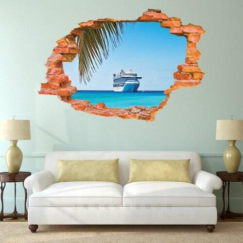 Large sea cruise ship 3D wall sticker PVC Material DIY removable wall decals For Living room sofa background wall decor sticker