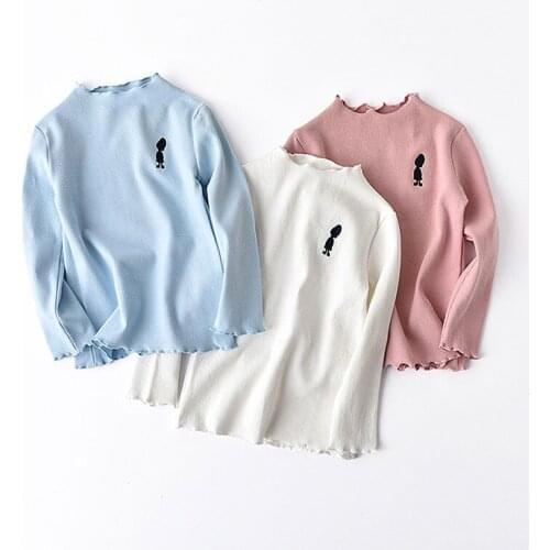 0-6 Years Baby Children Clothes Girls knitting T Shirt Kids Long Sleeves Cotton T-shirts Clothing 3 Colors Mobile Phone Straps