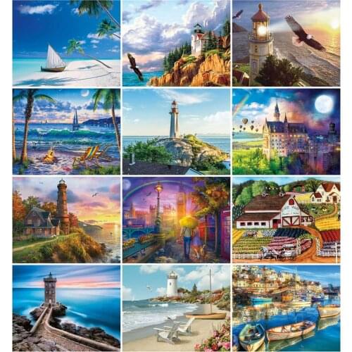 Home Decoration Wall Art Diamond Painting Scenery Landscape Oil Painting 5D DIY Full Square/Round Drill Picture Rhinestones