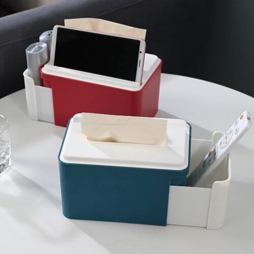 Creative paper towel box plastic remote control storage box mobile phone holder household living room desktop box