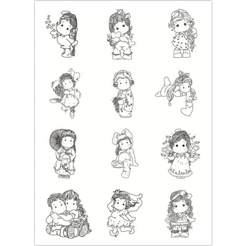Cute girl Clear stamps and metal die cuts