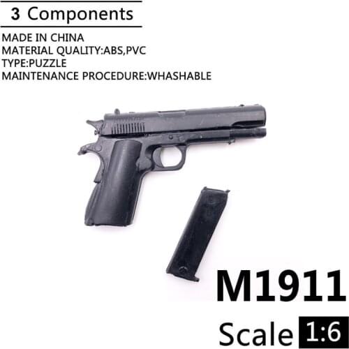 1:6 M1911 A1 Gun Model For 12" Action Figure Plastic Black Soldier Weapon Toy