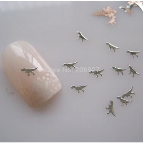 MS273-1 100pcs Silver Cute Dinosaur Metal Sticker Nail Art Metal Sticker Nail Art Decoration Non-adhesive Sticker