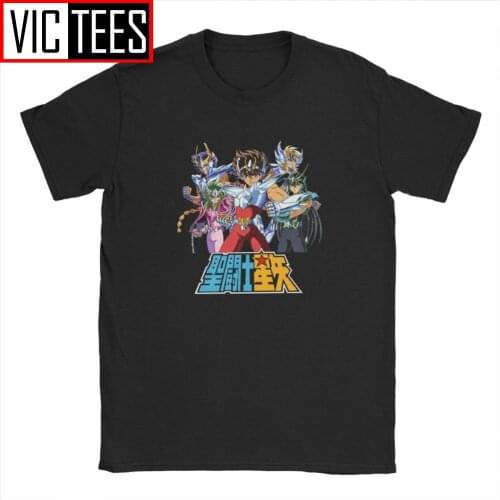 Mens Saint Seiya Tshirt Knights of the Zodiac Saint Seiya 90s Anime Pure Cotton Winter T-Shirt