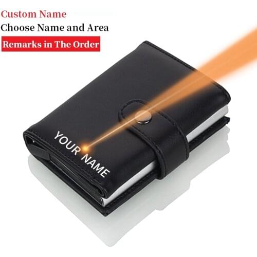 Rfid Blocking Men Credit Card Holder Fashion Automatic Business ID Card Case Aluminum Anti-Degaussing Anti-Theft Wallet 2020