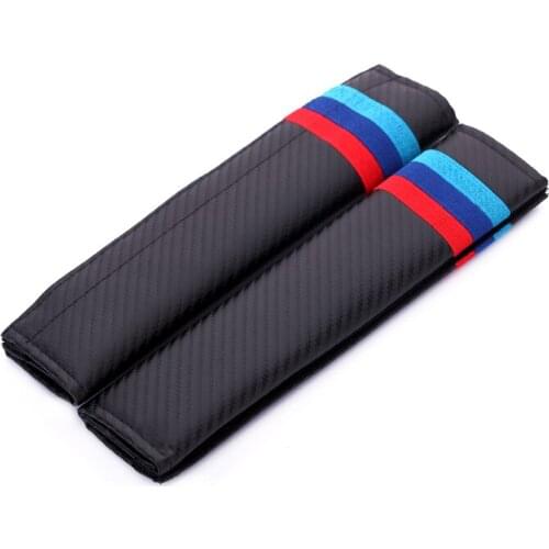 Embroidery 3 color stripe Car carbon fiber style seat belt cover shoulder pad for bmw mercedes renault toyota opel accessories