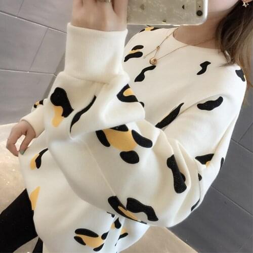 2021 spring new round neck leopard print blouse loose pullover students Korean version of vests Joker casual womens fashion