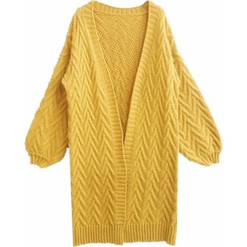 Autumn Winter Long Twist Knitting Sweater Cardigans Loose Solid Thicken Overcoat Female Sweaters Jacket