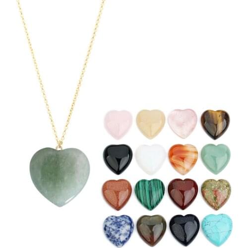 Simples Heart Opal Rock Natural Quartz Crystal Healing Chakra Stone Necklace women Jewelry Fashion Heart Stone Pendant Necklace