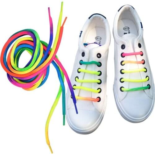 Rainbow 1Pair Canvas Shoelace Casual Chromatic Round Shape Colour Shoelaces Colorful Laces Rainbow Shoes Children Shoe Laces