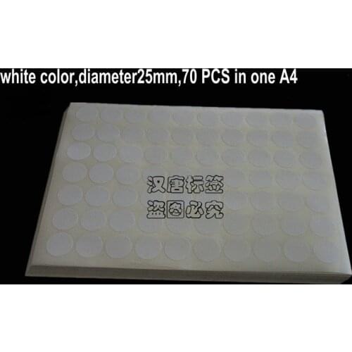 A4 Self-adhesive Sticker 25x25mm Diameter 25mm Round Label Sticker White Color Circle For Laser Printer Accept Custom Order