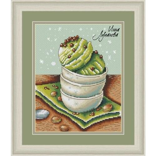 TD Counted Cross Stitch Kit Handmade Needlework For Embroidery 14ct Cross Stitch Color Pistachios and ice cream