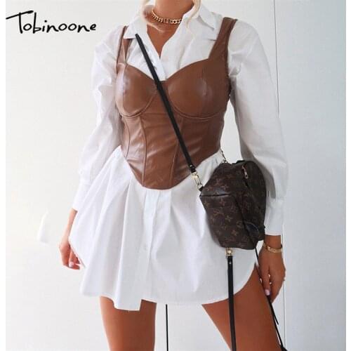 Tobinoone Autumn Winter Pu Leather Vest Women Tops Bralette Crop Camisole Tank Sexy Top Camisetas Mujer Streetwear Sleeveless