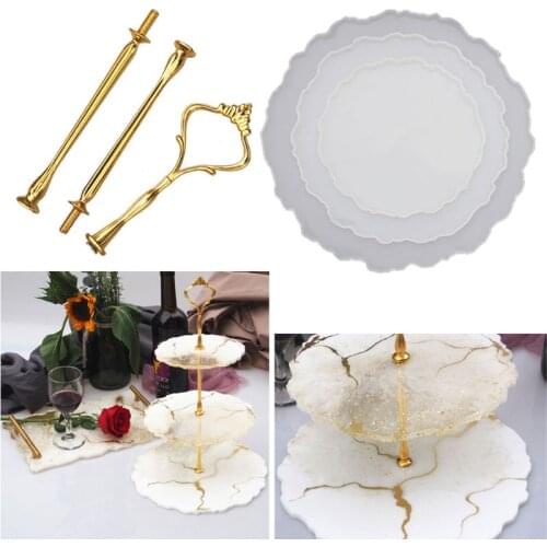 Three layer Irregular Fruit Disc Big Plate Resin Mold Oversized Fruit Tray Resin Mold Transparent Flexible Silicone Mold X4YA