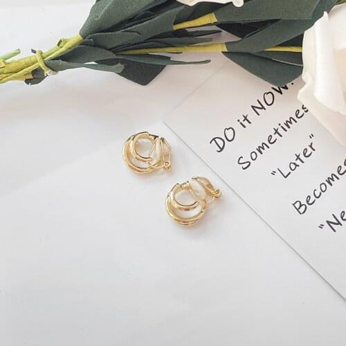 Three Layer Circular Clip On Earring No Hole Ear Clips Round Metal Earring Without Piercing Minimalist Earrings Jewelry ME866