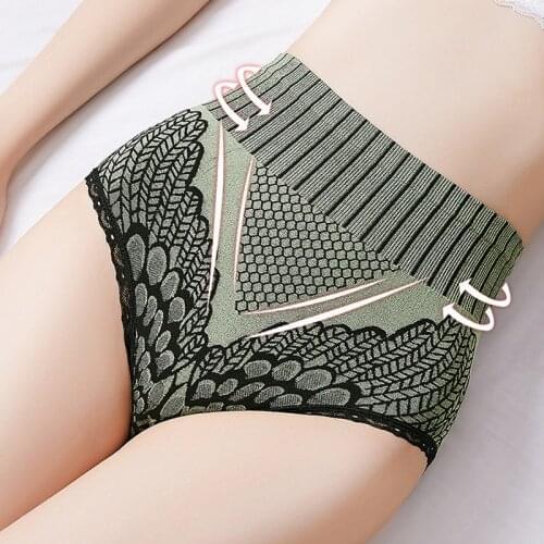 Breathable Healthy Graphene Women Panties Fashion Lace Super Elastic High Waist Sexy Hip-Lifting Panties Slimming Underwear