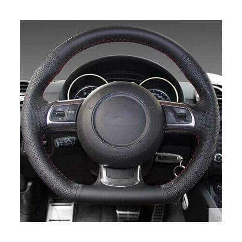 Car styling DIY Special Hand-stitched Black Genuine Leather Steering Wheel Cover For Audi TT 2010