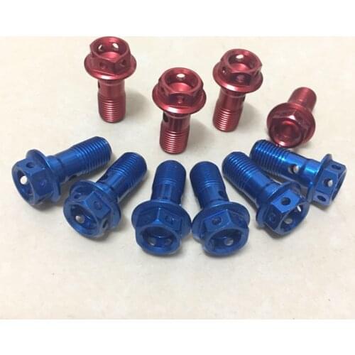 Universal Motorcycle Titanium Alloy Banjo Bolt Oil Drain Screw / Hollow Screw M10x1.0mm For Brake Hose Caliper Master Cylinder