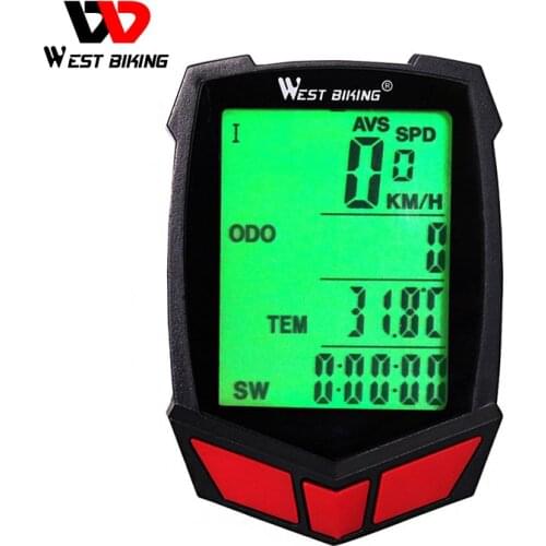 WEST BIKING Bike Computer Waterproof 20 Functions Speedometer Odometer Cycling Luminous LED Wired/ Wireless MTB Bike Stopwatch