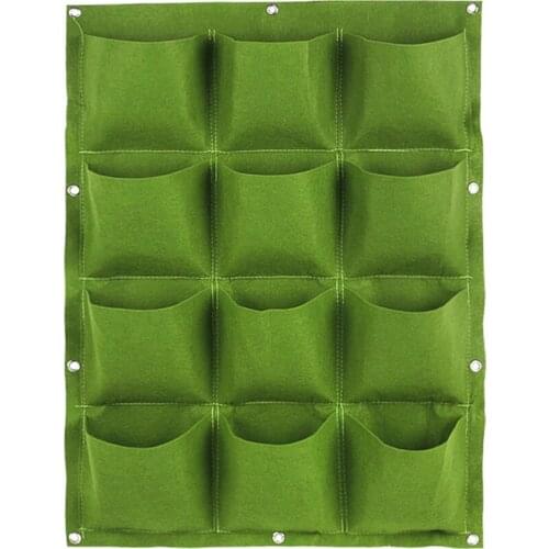 12 Pockets Vertical Wall Garden Planter Non-woven Fabrics Wall Hanging Planting Bags Green Pockets DIY Garden Accessories