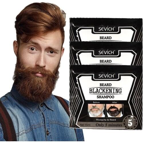 Only 5 minutes Blackbeard Hair Dye Instantly Restore Beard Natural Plants Beard Shampoo 15ml