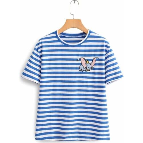 Disney Cartoon Dumbo Shirts for Women Print Round Neck Short-sleeved Women Fashion Clothing Graphic T-Shirts Harajuku Kawaii