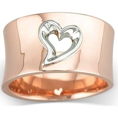 Rose Gold Love Heart Band Ring for Women Valentines Day Gift Fashion Jewelry Wedding Engagement Ring 2019 New