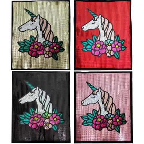 PCS 1PCS New Arrival Large Stickers Cartoon LOL Surprise Unicorn Applique Printed Patches for Clothes DIY Sew on Sequined Patch