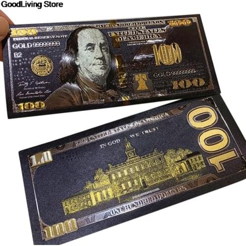 1Pc Antique Black Gold Foil USD 100 Currency Commemorative Dollars Banknotes Decor Home Decoration Gifts