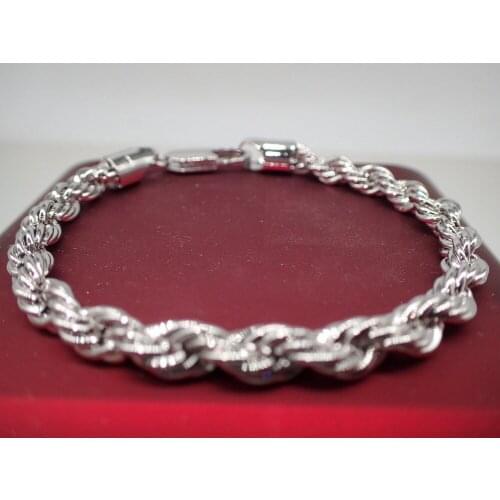 18 K Real White G/F Gold Rope Bracelet 5mm, 19cm / 7.5 inch Long,Womens /Ladies Sale Event