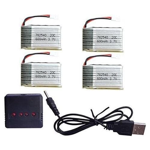 4pcs * 3.7V 600mah 25c Lipo Battery with 4 In 1 Battery Charger for Syma X5 X5C X5C-1 X5SC X5SW Parts